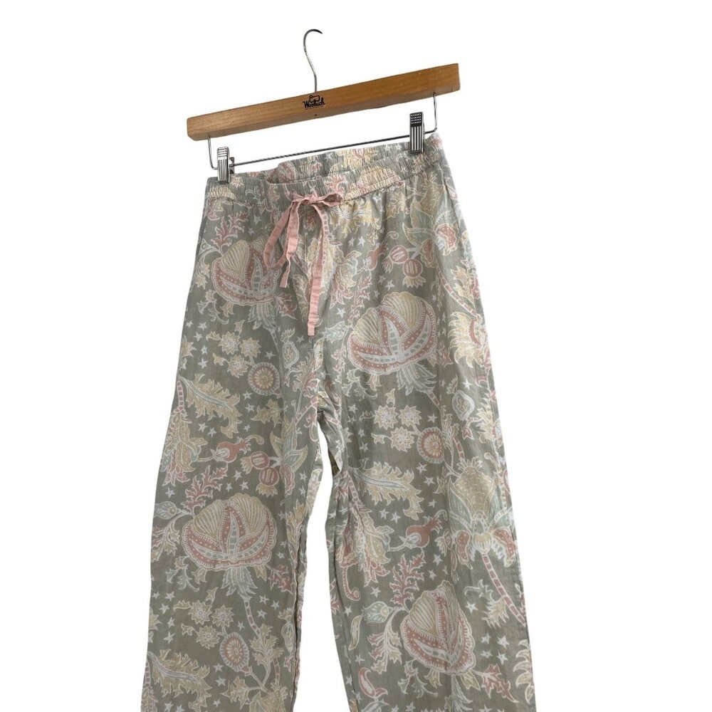 Roller Rabbit Womens Small Pajama Pants Cotton Drawstring Botanical Pink Beige - Picture 6 of 9